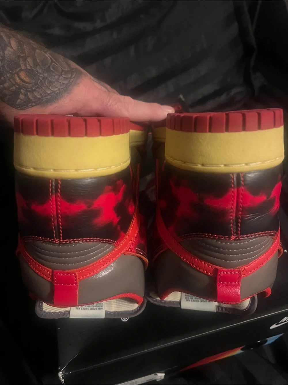 Nike High-Top Sneakers in Gray, Red & Yellow